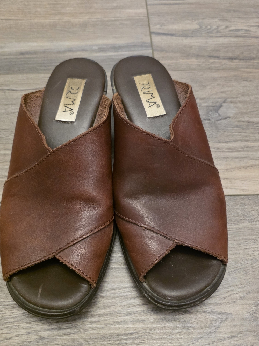 PUMA Brown Leather Crossband Slide Sandals - Women's